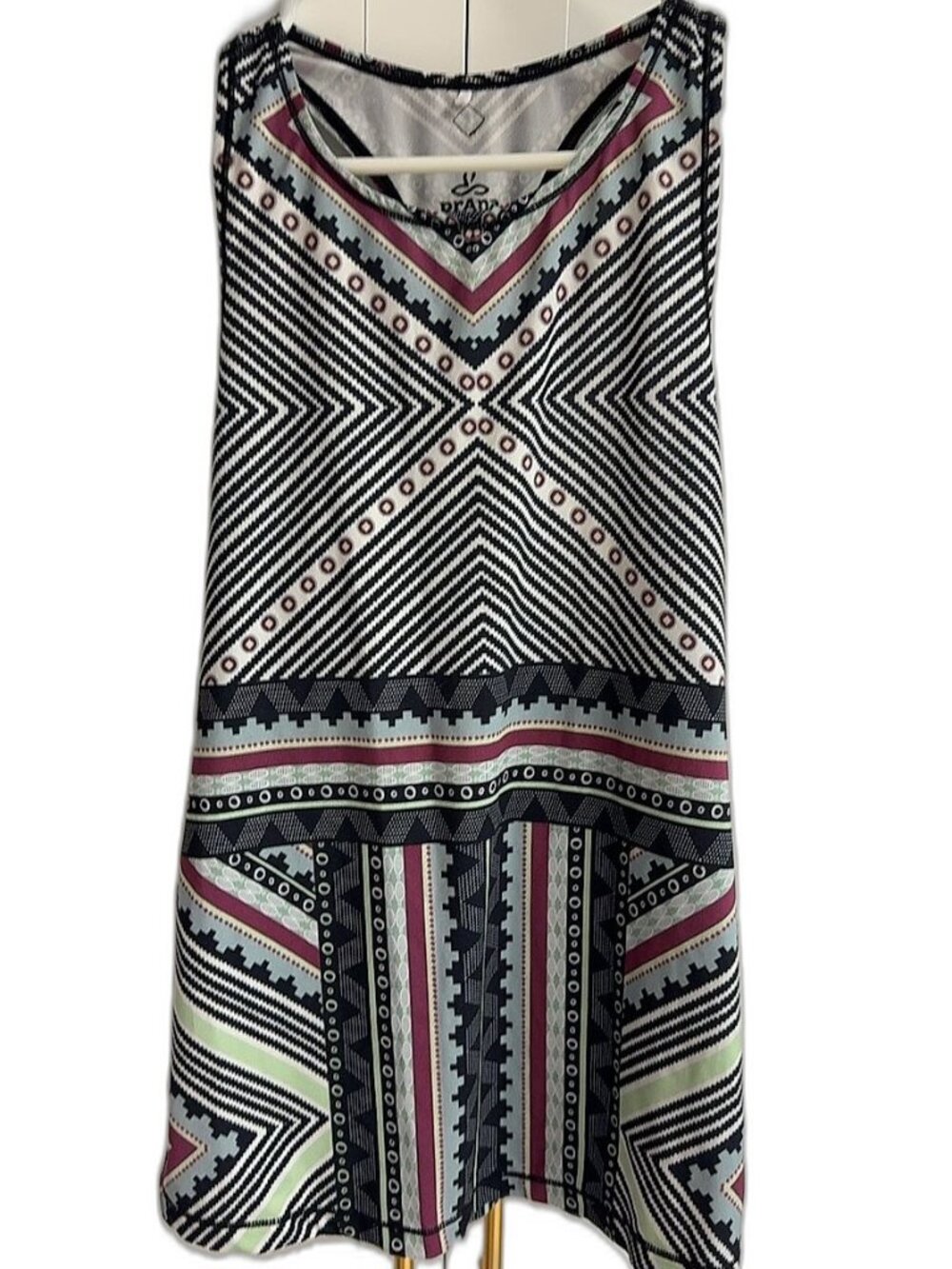 prAna Women's Geometric Print Racerback Athletic Tank Top, Size M
